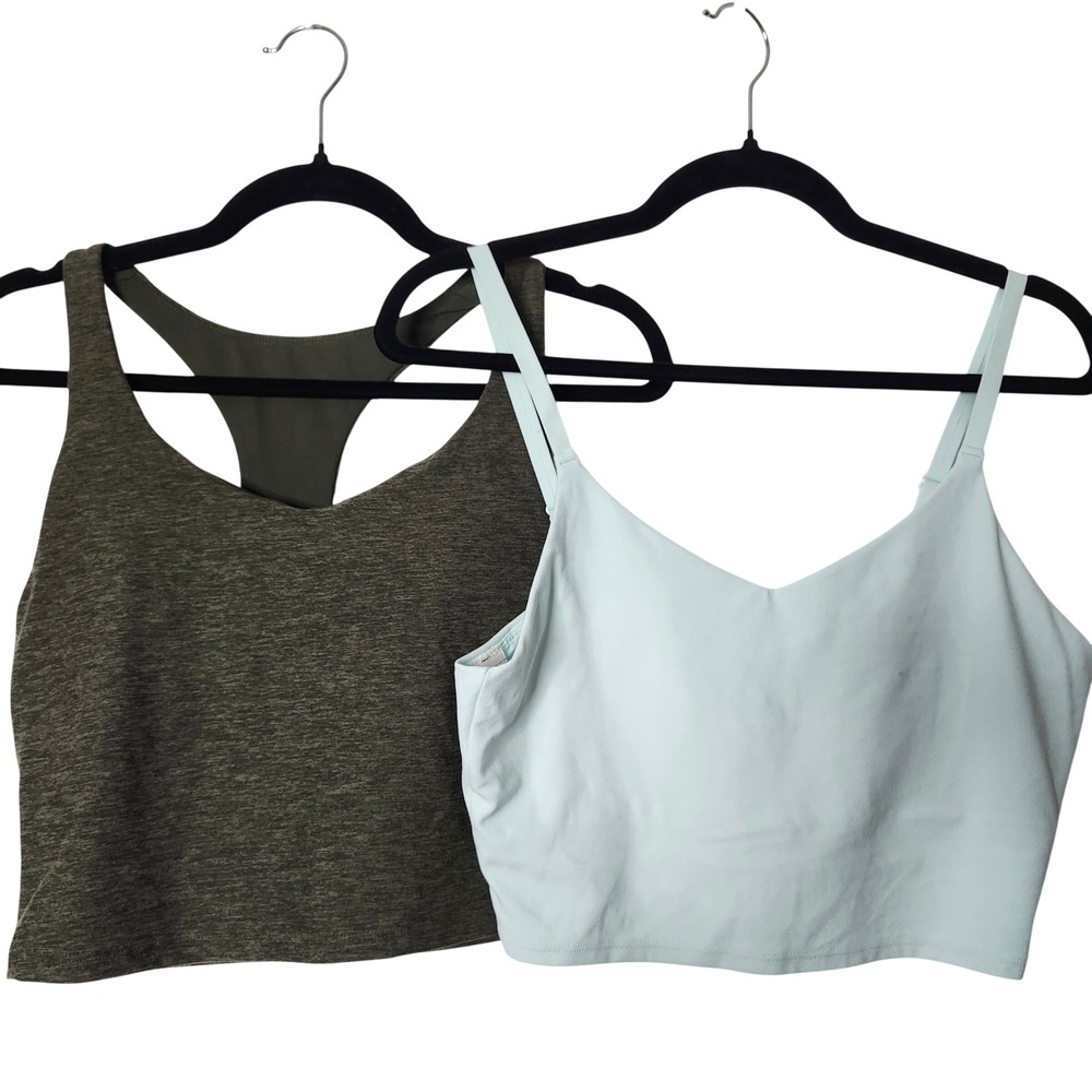 Athleta Fabletics Women Crop Top Bundle Medium Blue Green Activewear Sports Bra